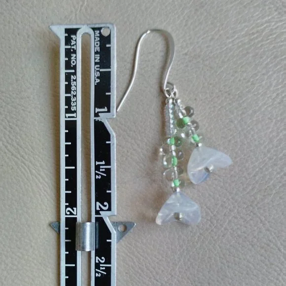 Floral Glass Bead Drop Earrings - Picture 3 of 5